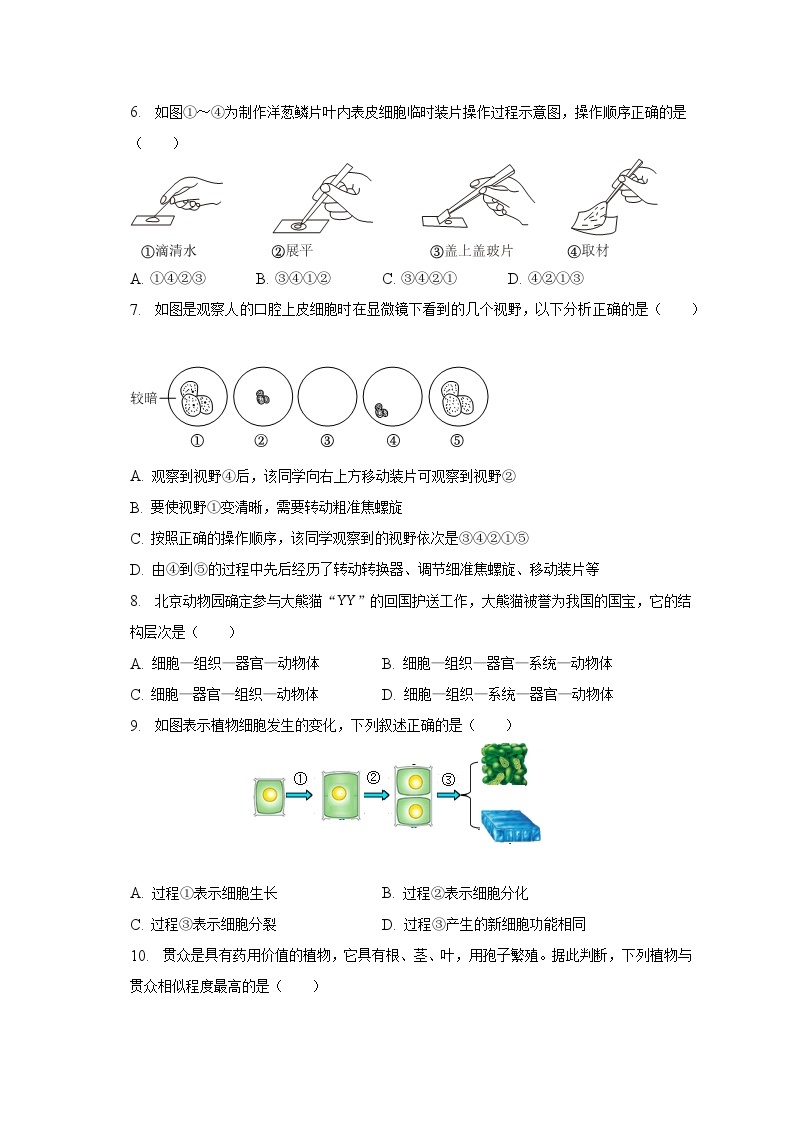 2022-2023学年湖南省长沙市长郡教育集团八年级（下）期中生物试卷（含解析）02