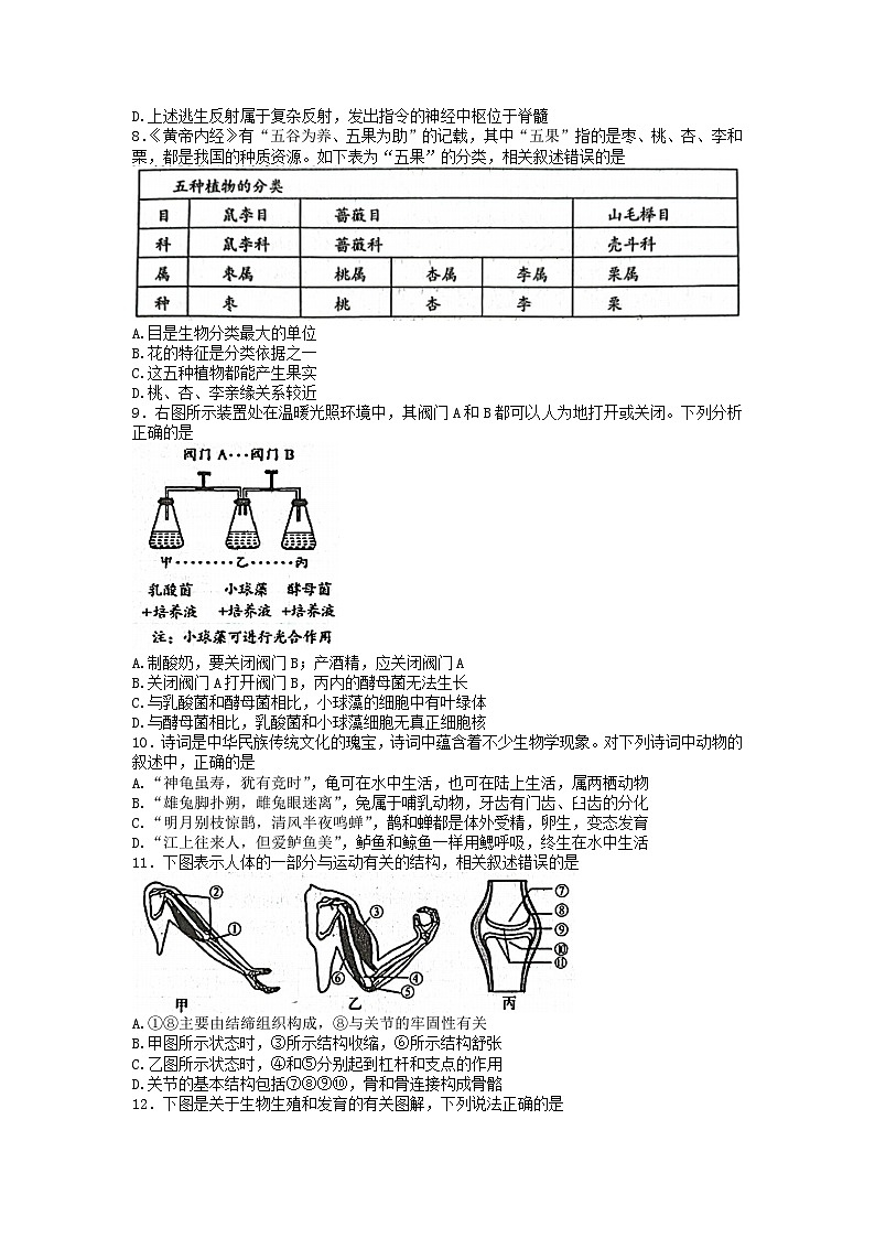 2023年山东省泰安市肥城市初中学业水平考试生物模拟试题第3页