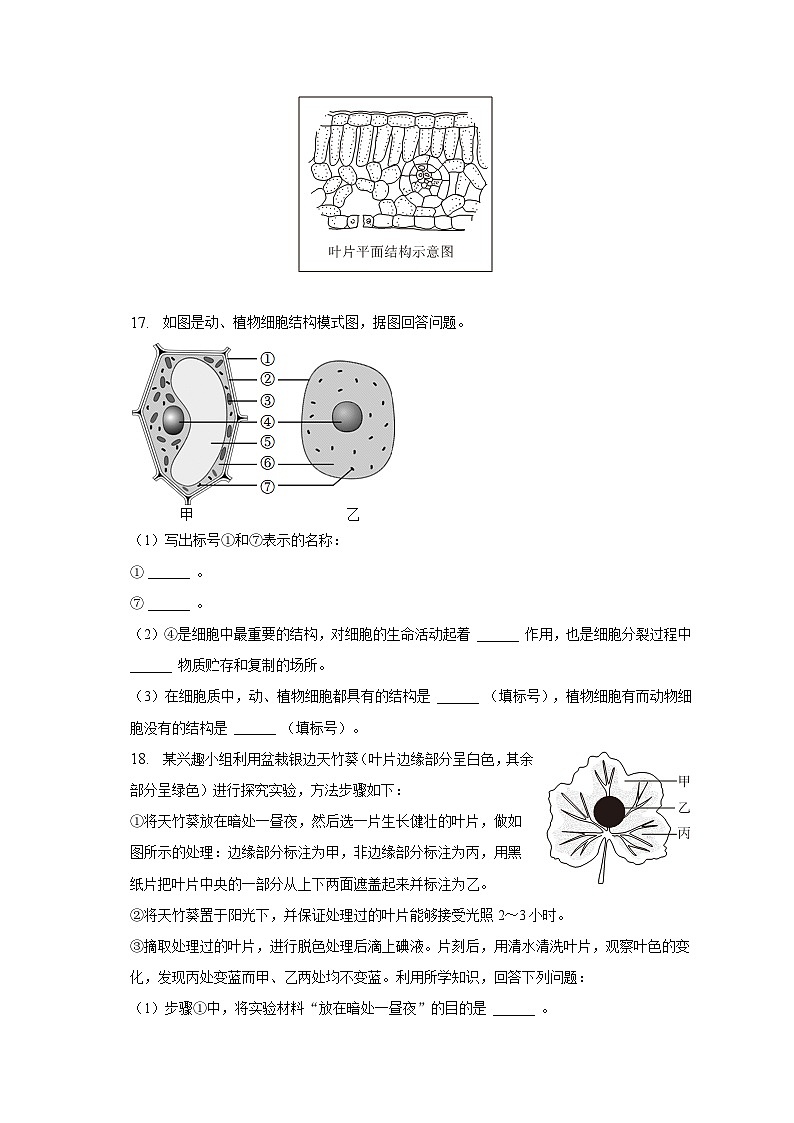 2022-2023学年广西贵港市港北六中七年级(上)期末生物试卷(含解析)第3页