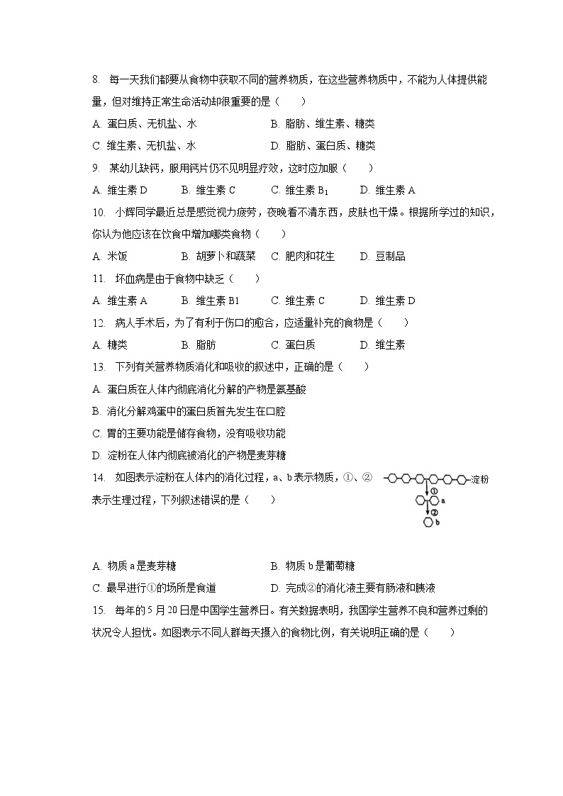 2022-2023学年河北省石家庄市平山县古月中学七年级（下）期中生物试卷（含解析）02