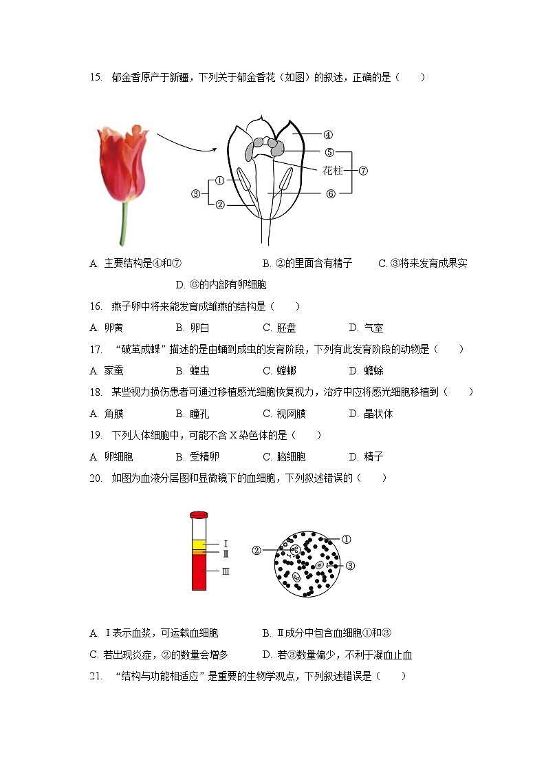 2023年福建省宁德市中考生物质检试卷(含解析)第3页