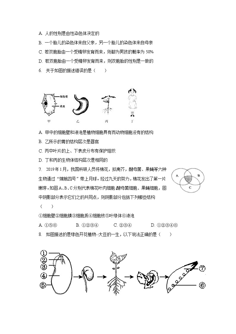 2022-2023学年湖北省宜昌市东山中学八年级(下)期中生物试卷(含解析)02