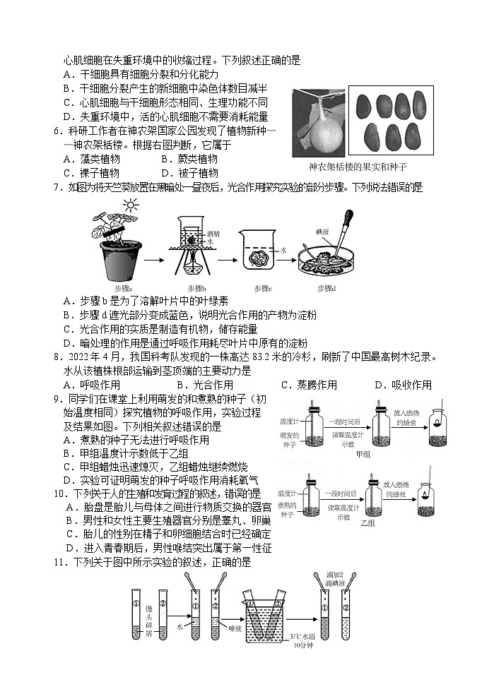 2023年山東省臨沂市郯城縣初中學(xué)業(yè)水平測(cè)試模擬生物試題（三）(含答案)第2頁(yè)