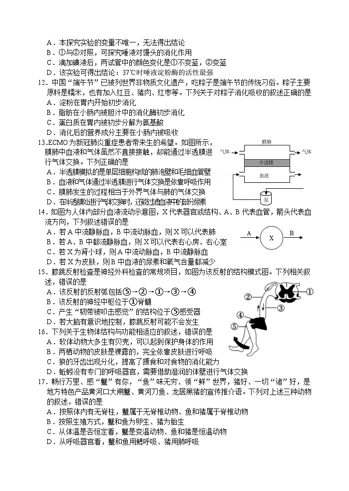 2023年山東省臨沂市郯城縣初中學(xué)業(yè)水平測(cè)試模擬生物試題（三）(含答案)第3頁(yè)