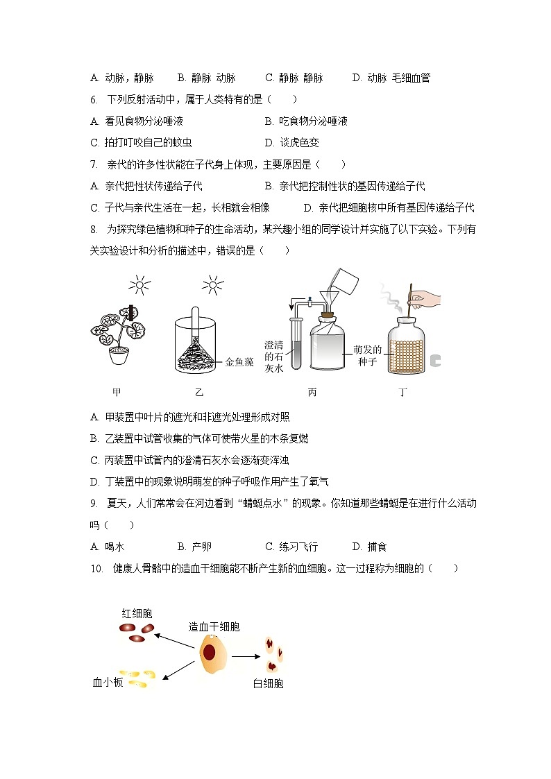 2023年吉林省松原市宁江区四校联考中考生物模拟试卷(含解析)第2页