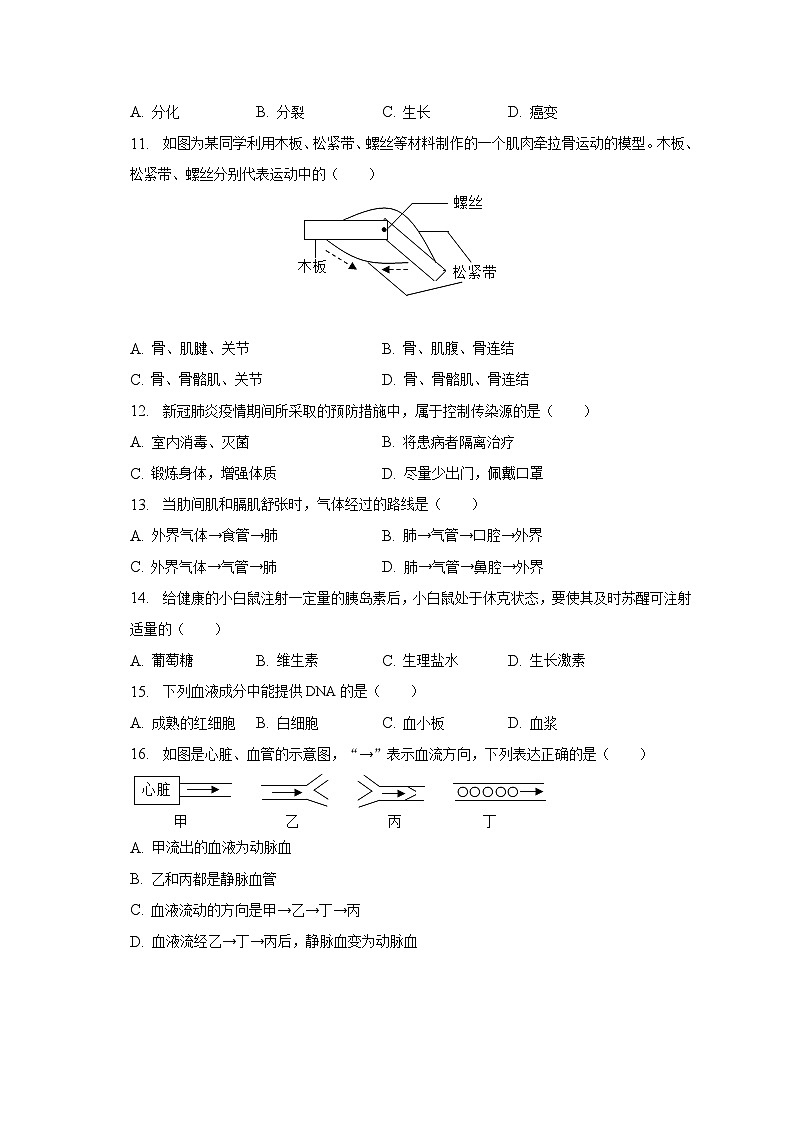 2023年吉林省松原市宁江区四校联考中考生物模拟试卷(含解析)第3页