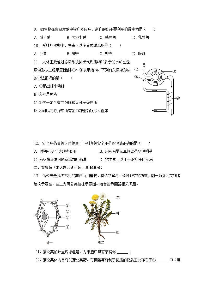 2023年遼寧省中考生物模擬試卷（含解析）第2頁(yè)