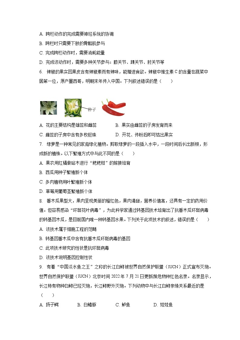 2023年安徽省中考生物信息卷(三)(含解析)第2页