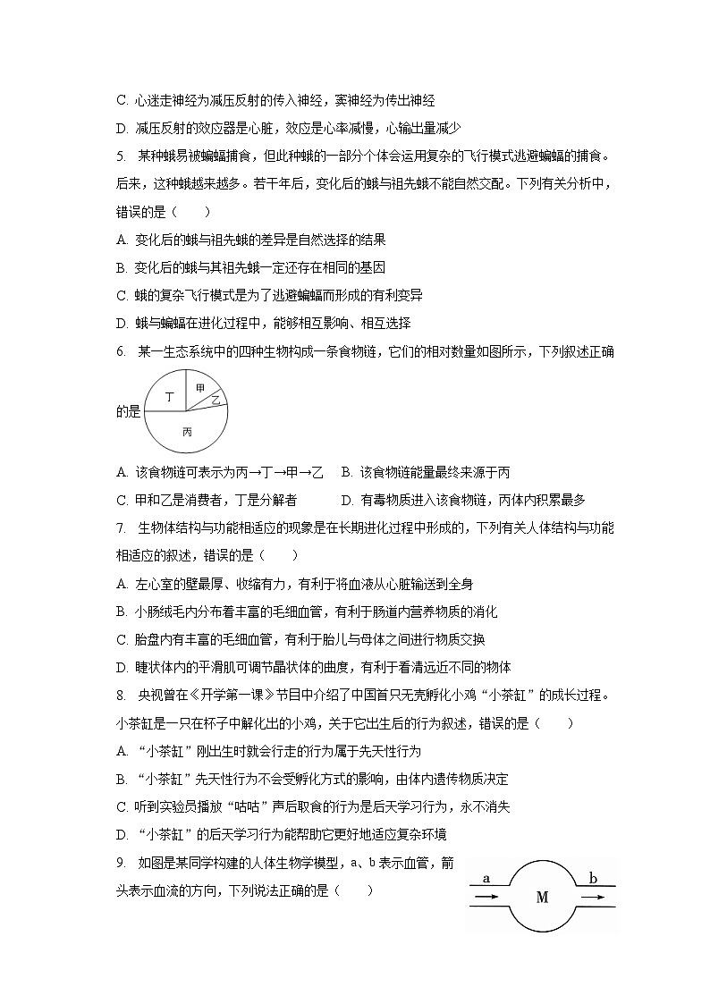 2023年湖北省恩施州利川市中考生物适应性试卷(含解析)第2页