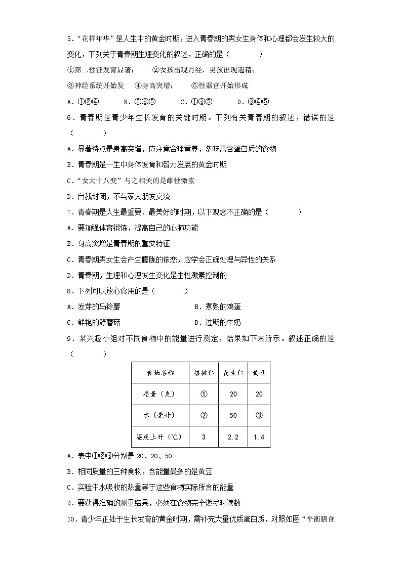 安徽省肥东县第四中学2022-2023学年七年级生物下册期末模拟试题第2页