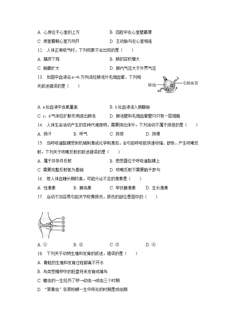 2023年北京市石景山区中考生物二模试卷(含解析)第3页