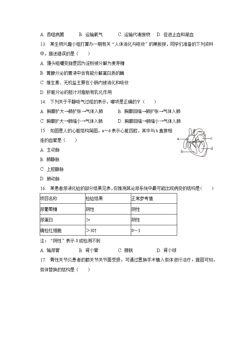 2023年陕西省咸阳市秦都区马庄街道办事处中学中考生物一模试卷(含解析）03