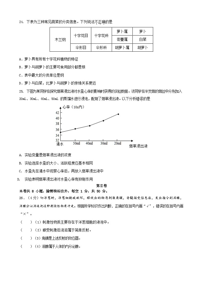 2023年福建省漳州市第一中学初中生物中考练习卷(二)(含答案)第3页