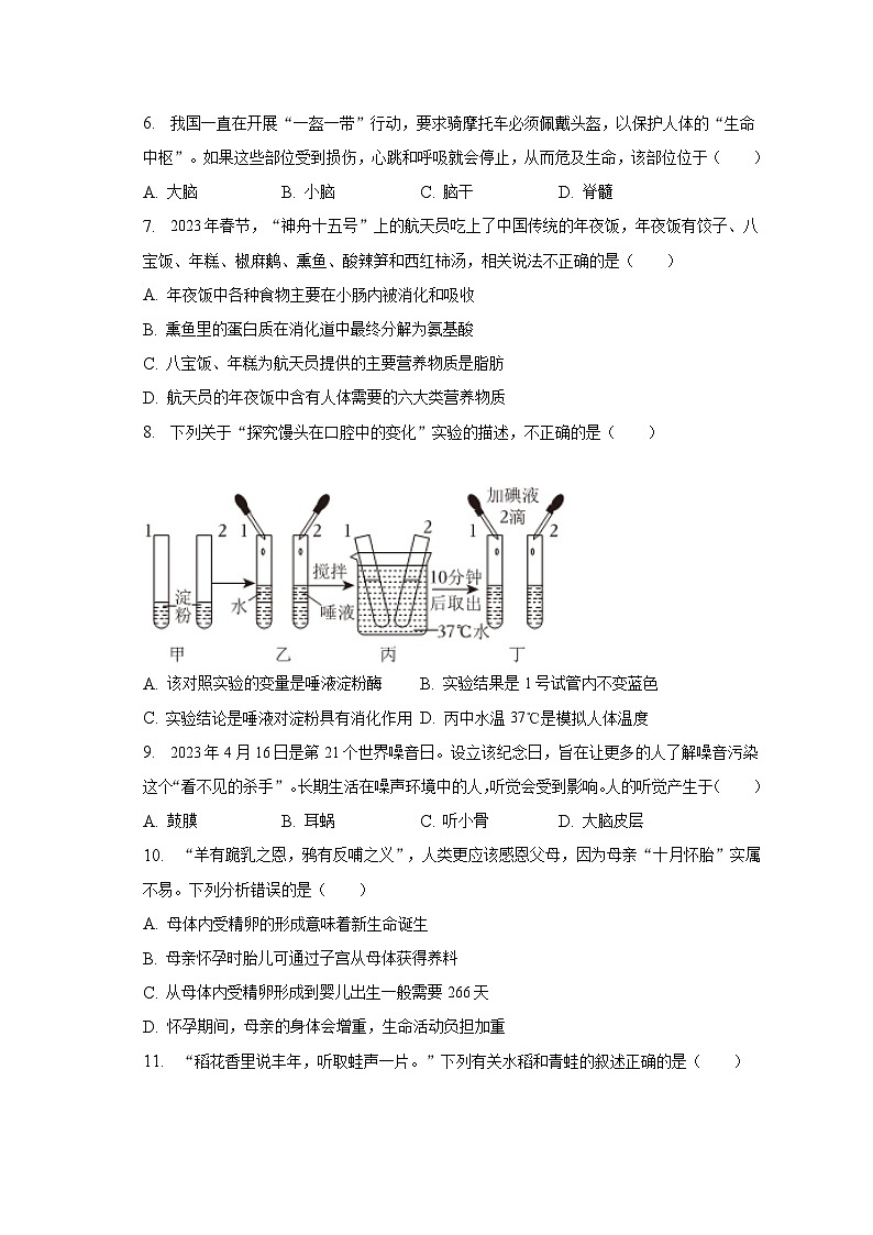 2023年河南省平顶山市叶县中考生物模拟试卷(含解析)02