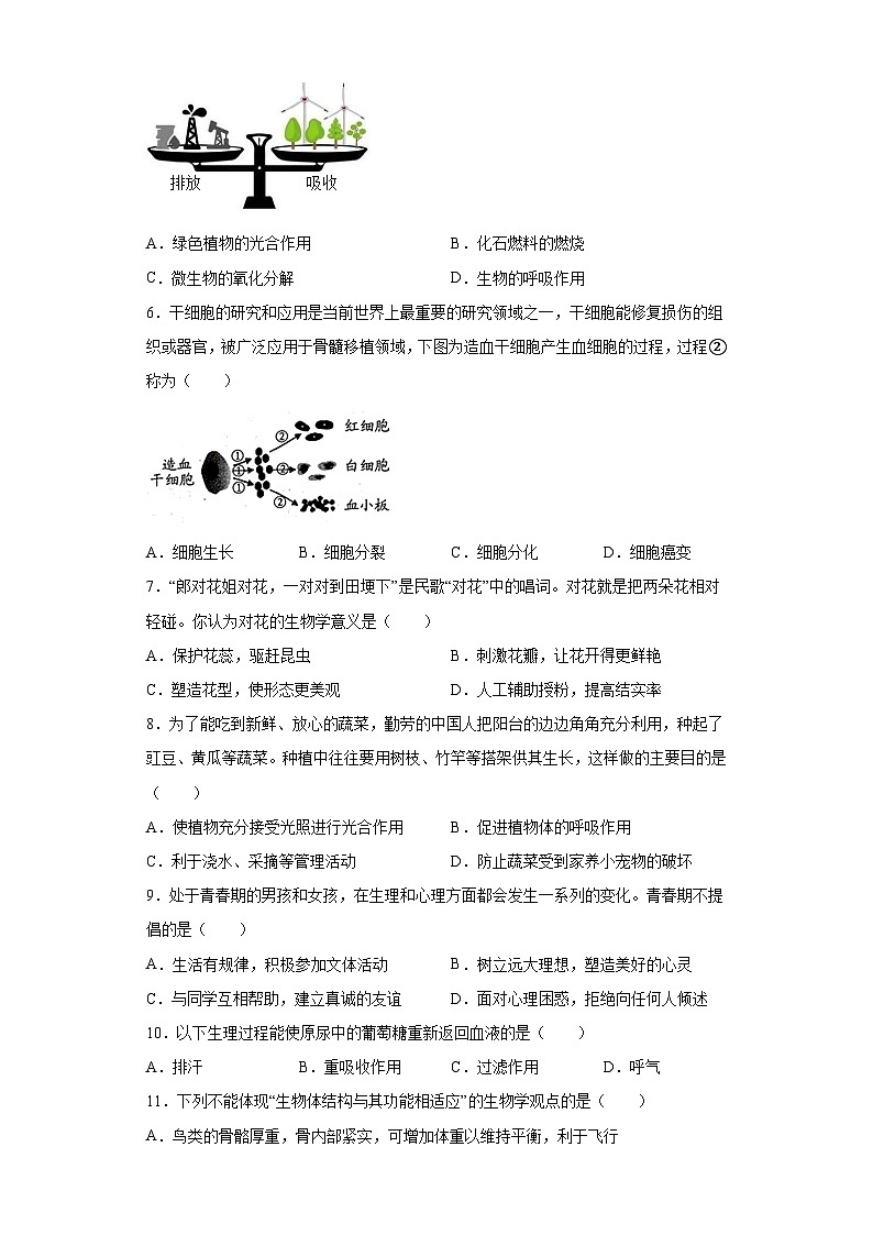 2023年湖北省随州市中考生物真题(含答案)第2页