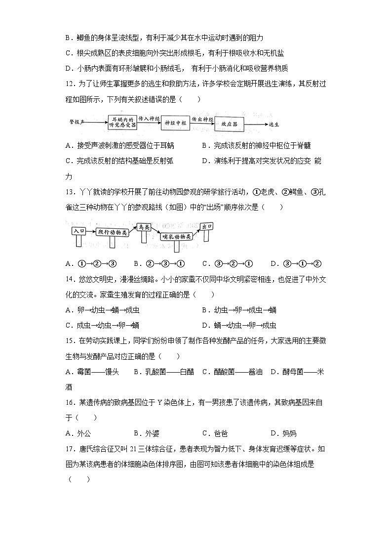 2023年湖北省随州市中考生物真题(含答案)第3页