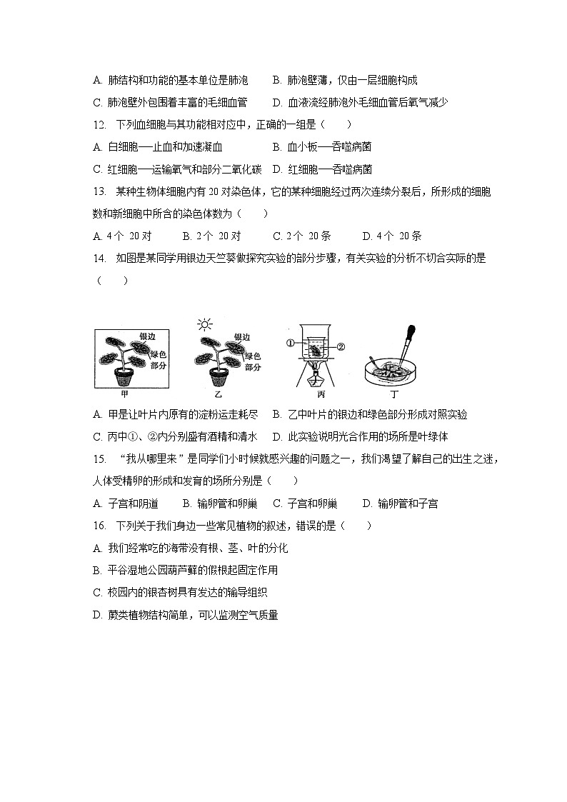 2023年山东省德州市德城区中考生物二模试卷(含解析)03