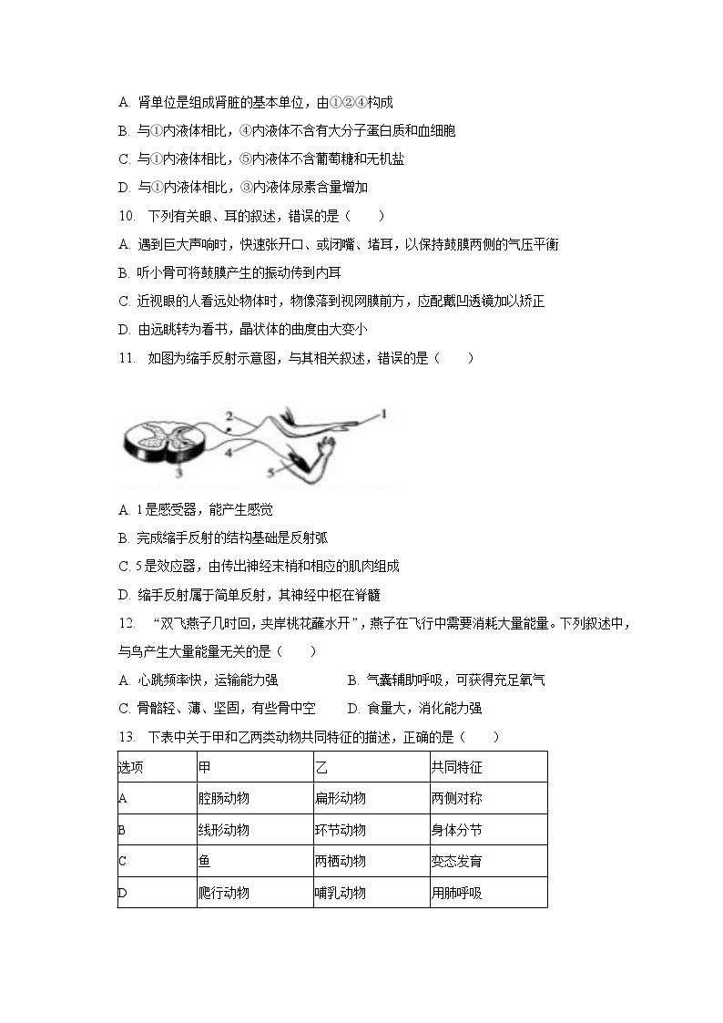 2023年山东省聊城市中考生物试卷（含解析）03