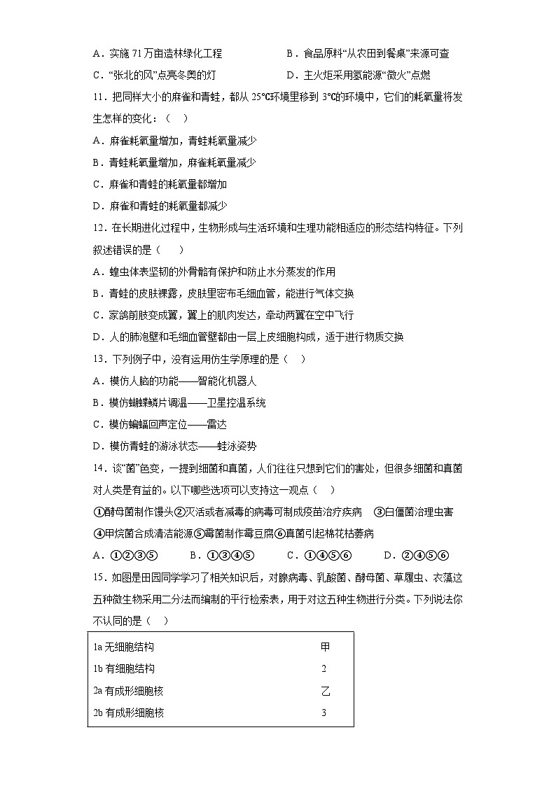 2023年湖南省岳阳市中考二模生物试题(含解析)03