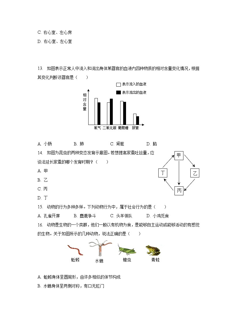 2023年河南省南阳市卧龙区中考生物二模试卷(含解析)03