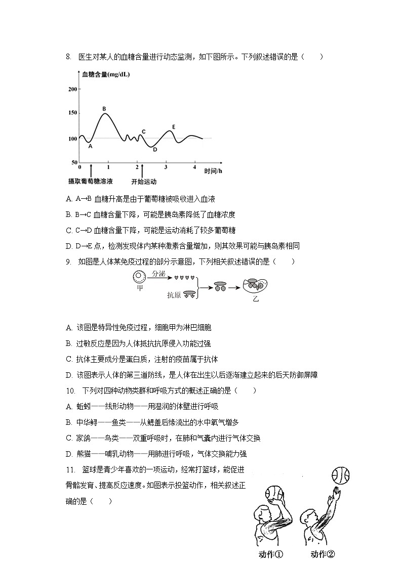 2023年山东省泰安市岱岳区中考生物二模试卷(含解析)第3页