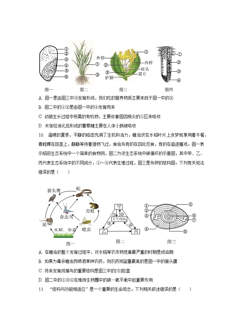 2023年湖南省湘潭市中考生物三模试卷(含解析)第3页
