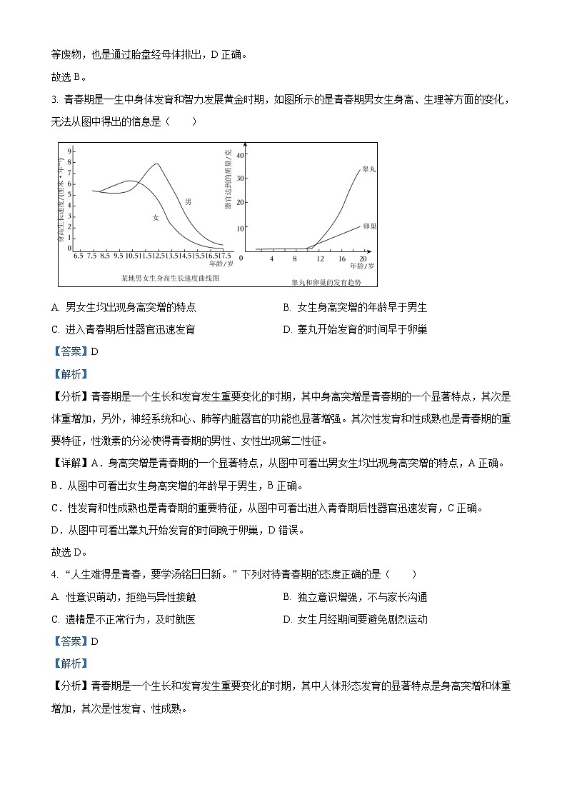 精品解析：廣東省深圳市光明區(qū)2022-2023學(xué)年七年級(jí)下學(xué)期期末生物試題（解析版）第2頁(yè)