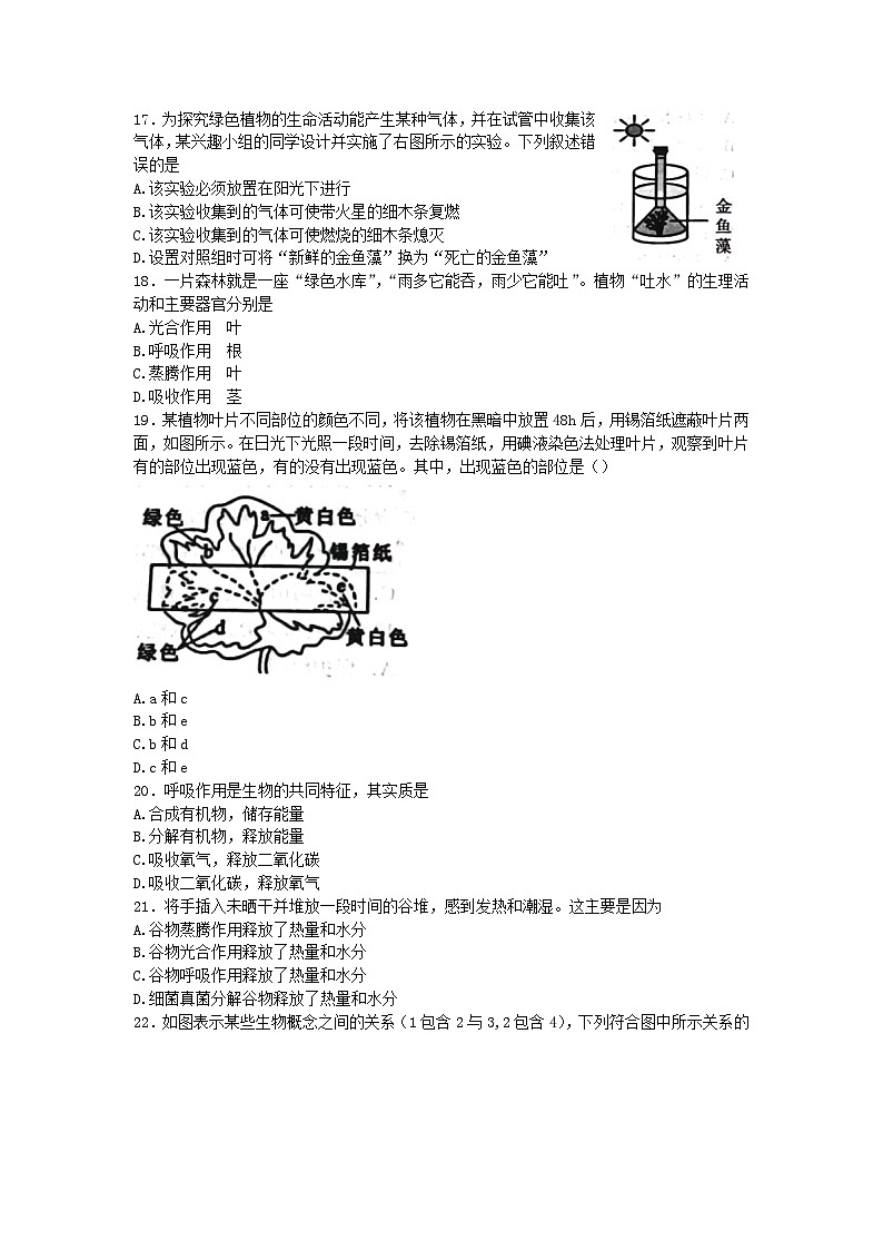 山东省济南市莱芜区(五四制)2022-2023学年六年级下学期期末考试生物试题(含答案)03