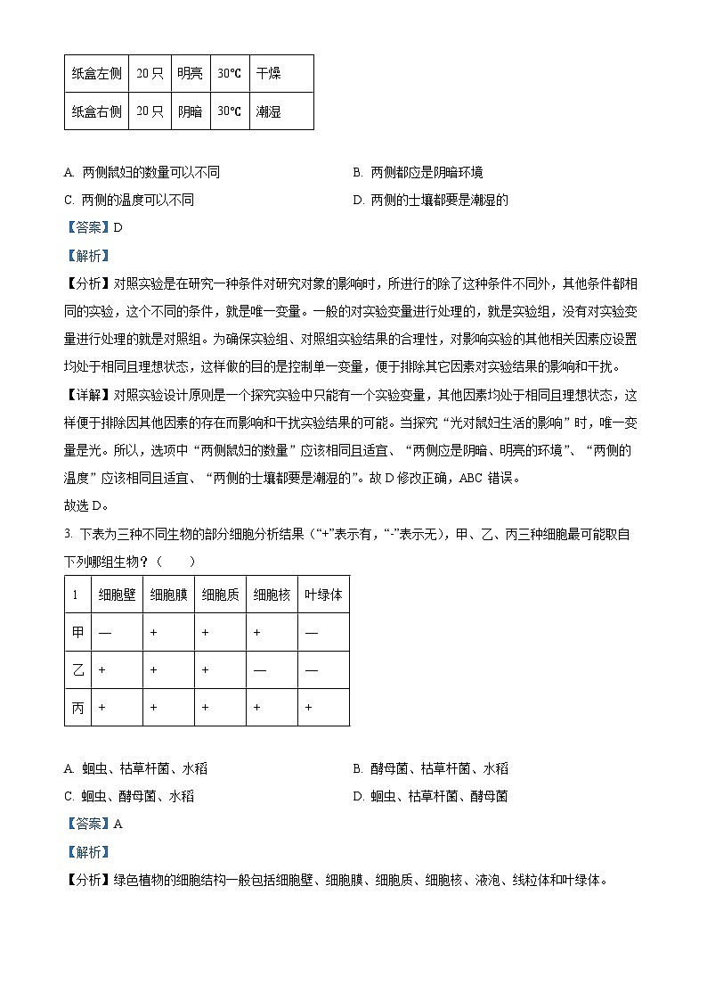 2023年湖北省宜昌市中考生物真题(答案版)第2页