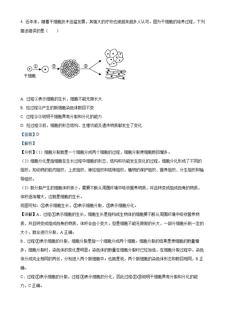 2023年山东省临沂市中考生物真题03