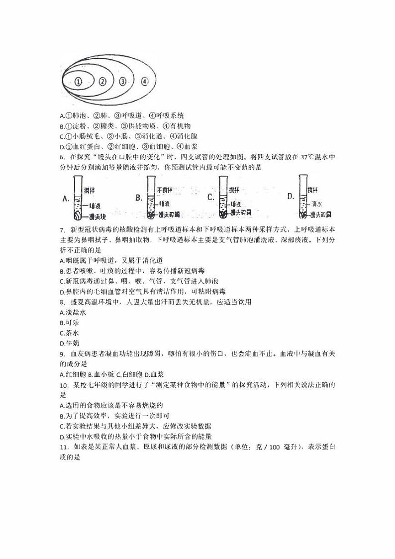 河南省平顶山市郏县2022-2023学年七年级下学期7月期末生物试题(含答案)02