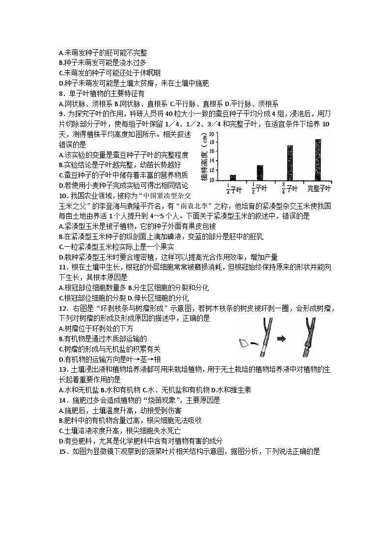 山東省淄博市臨淄區(qū)2022-2023學(xué)年六年級下學(xué)期6月期末生物試題（含答案）第2頁
