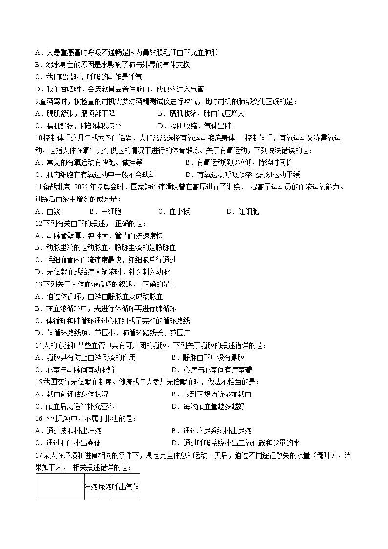 广西贺州市富川县2022-2023学年七年级下学期期末生物试题第2页
