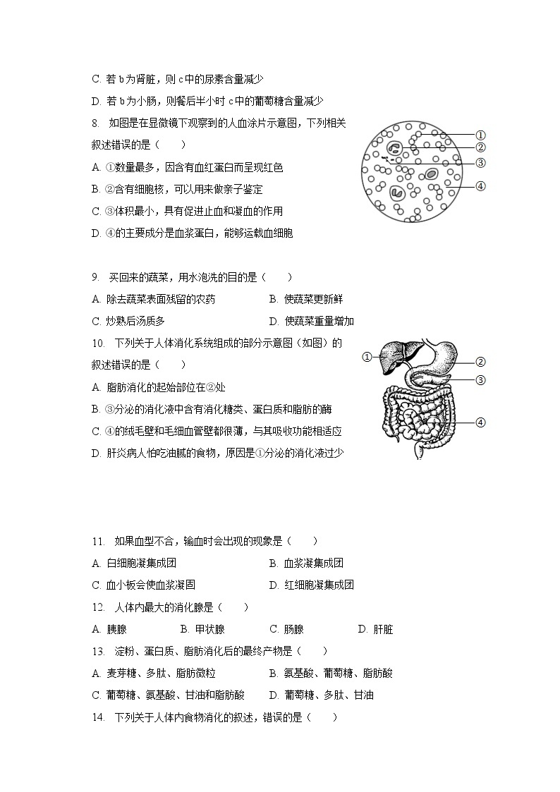 2022-2023学年重庆市巫溪县尖山中学七年级（下）期中生物试卷（含解析）02
