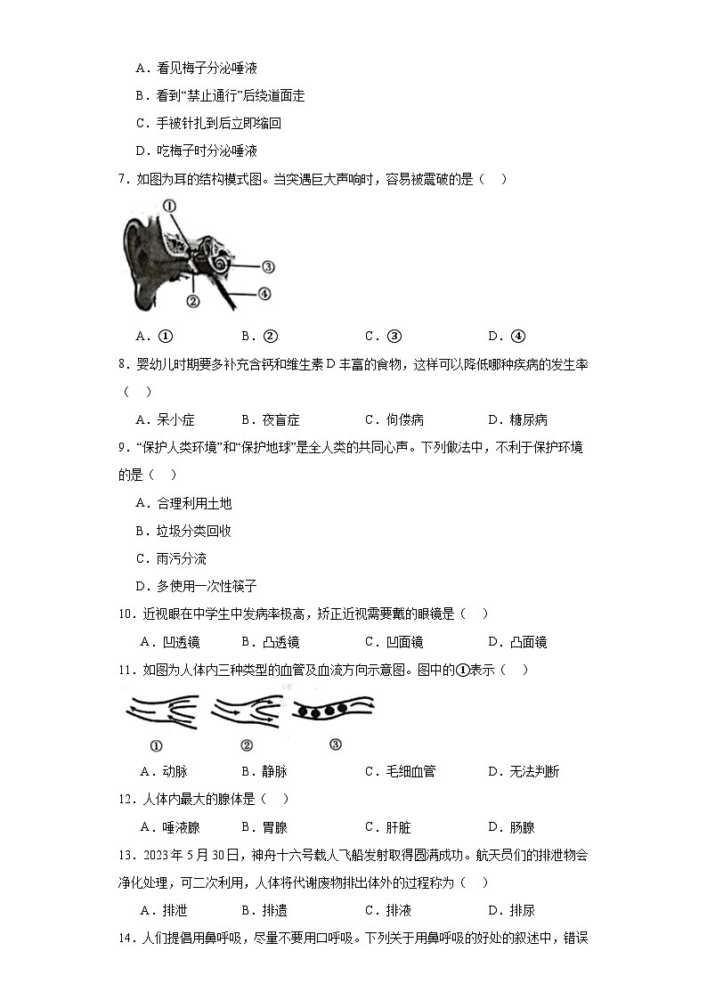 广东省阳江市2022-2023学年七年级下学期期末生物试题(含答案)02