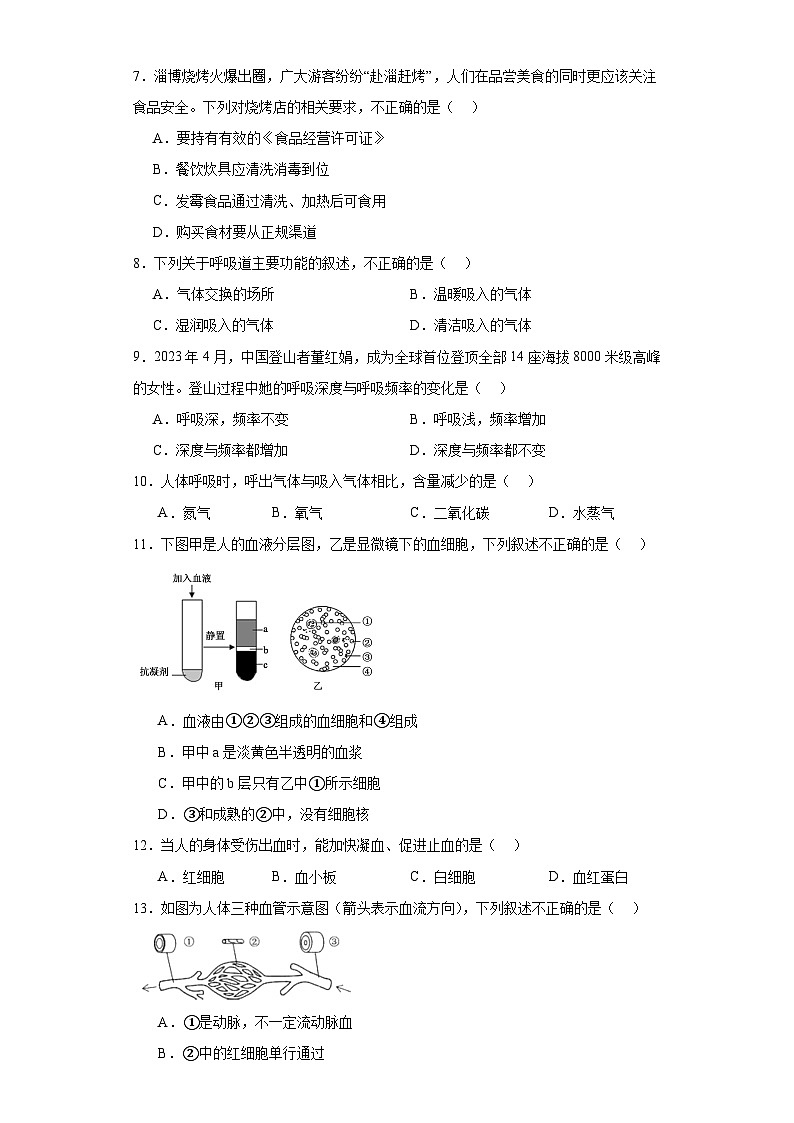 云南省德宏州2022-2023学年七年级下学期期末生物试题(含答案)第2页