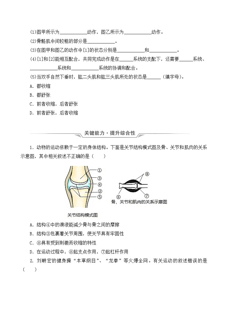 人教版八年级上册5.2.1《动物的运动》课件+教案+导学案+分层作业03
