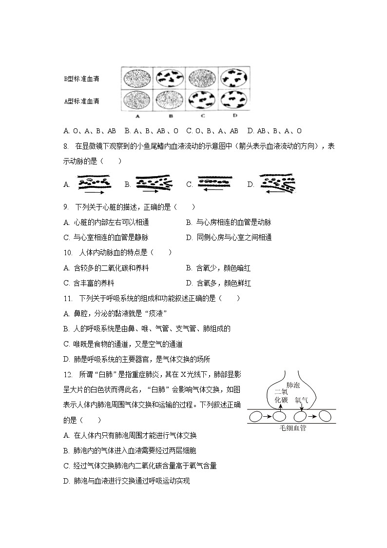 河北省邯郸市大名县2022-2023学年七年级下学期期末生物试题(B卷)(含答案)第2页