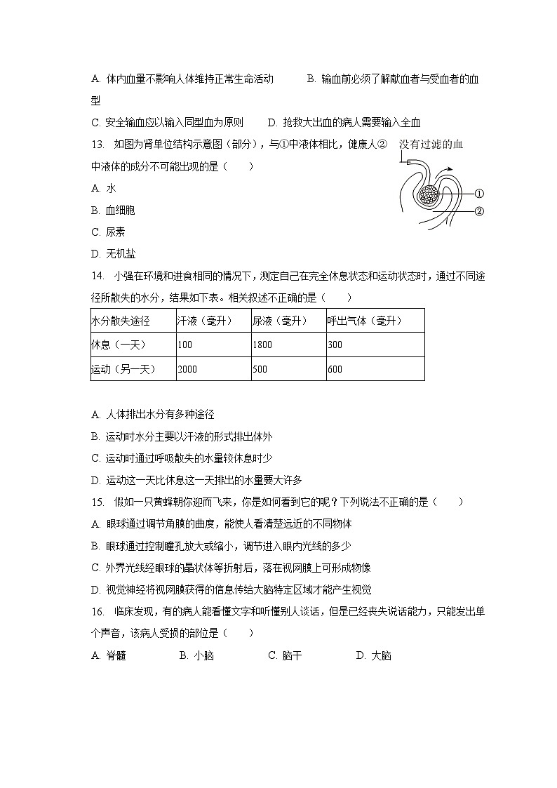 2022-2023学年贵州省贵阳市七年级(下)期末生物试卷(含解析)第3页