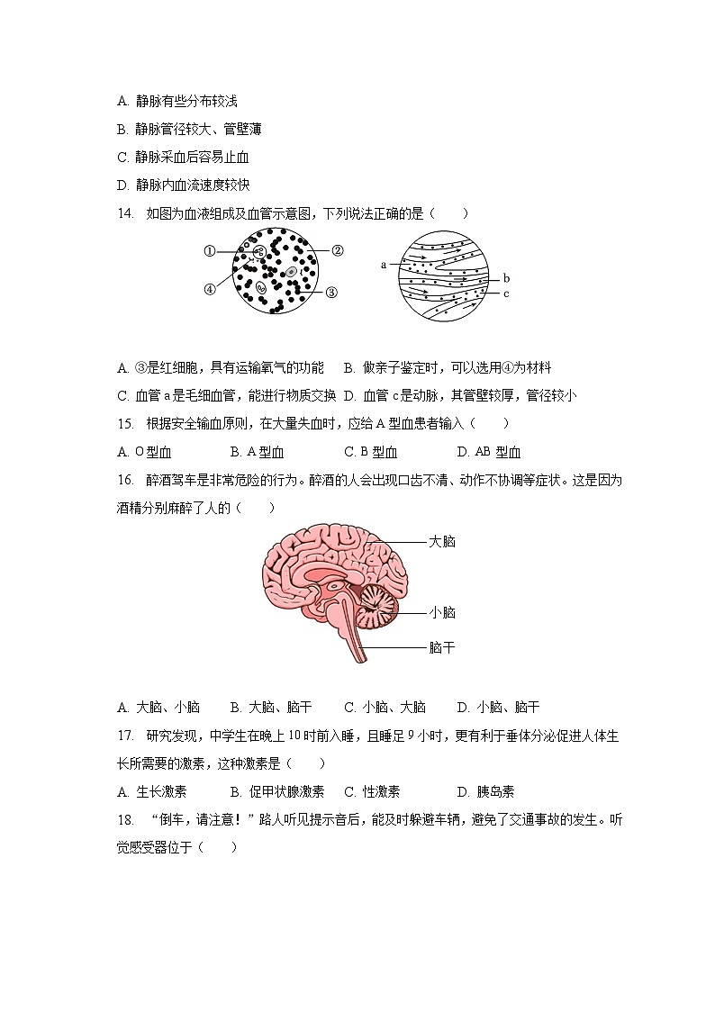 福建省福州市福清市2022-2023学年七年级下学期期末生物试卷(含答案)03