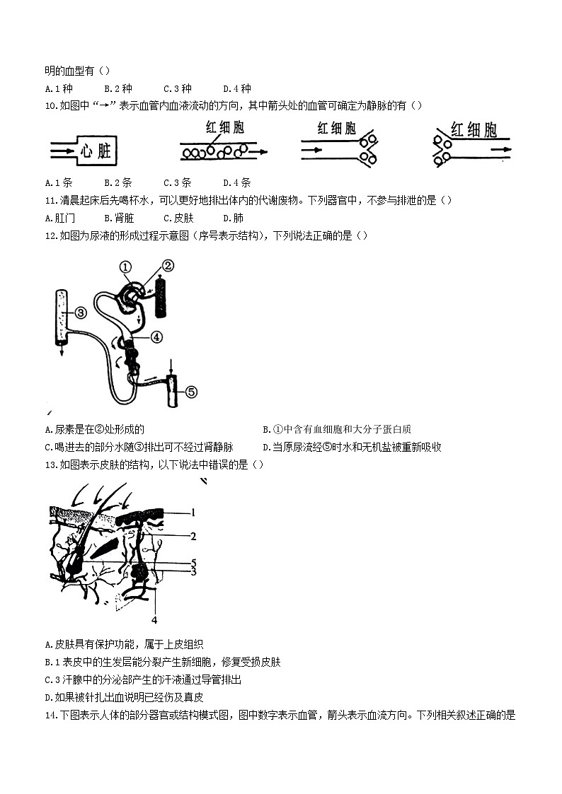 山东省济宁市微山县2022-2023学年七年级下学期期末生物试题(含答案)03