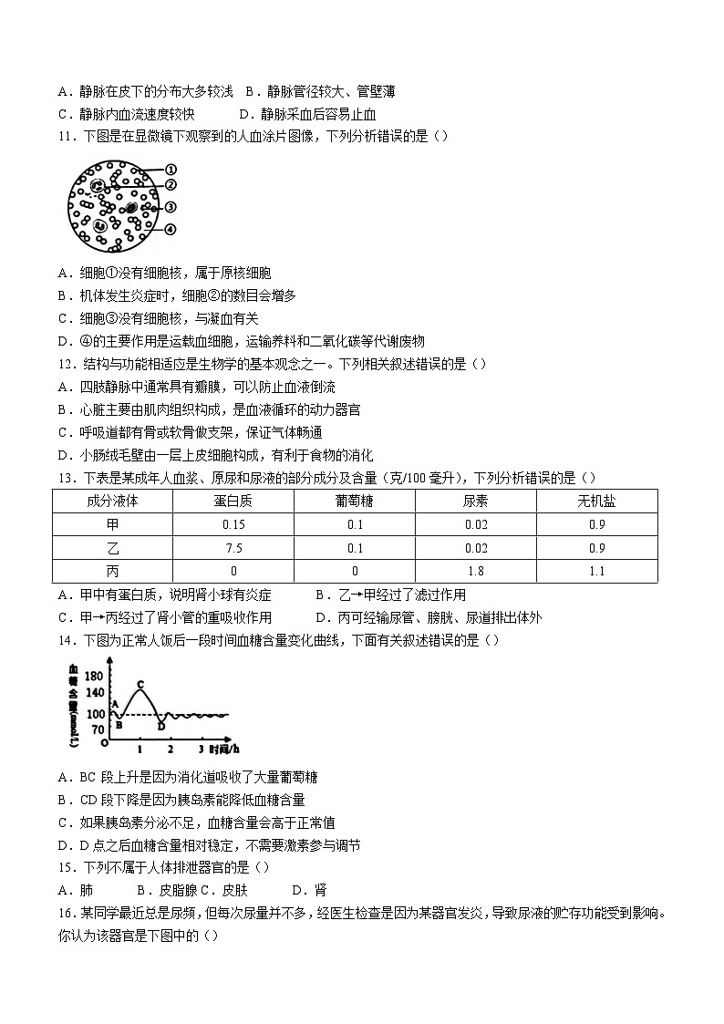 山東省濱州市濱城區(qū)2022-2023學(xué)年七年級(jí)下學(xué)期期末生物試題（含答案）第3頁(yè)