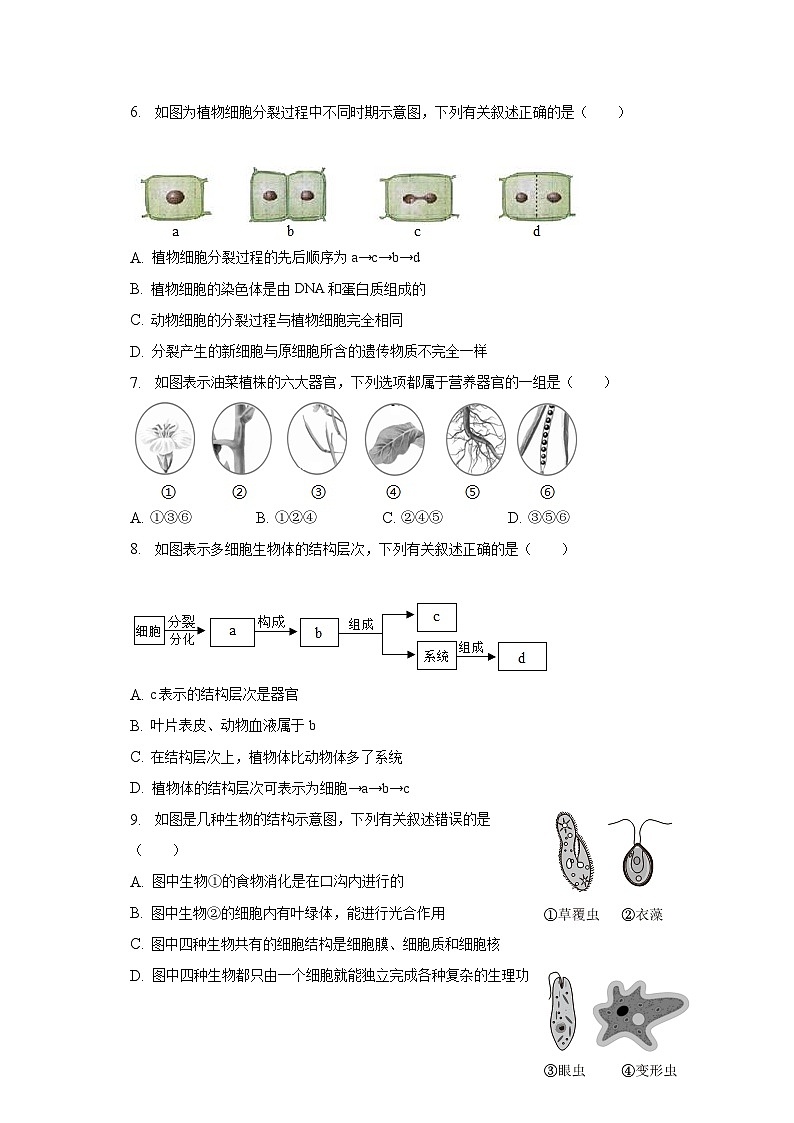 江苏省镇江市2022-2023学年七年级下学期期末生物试卷(含答案)第2页