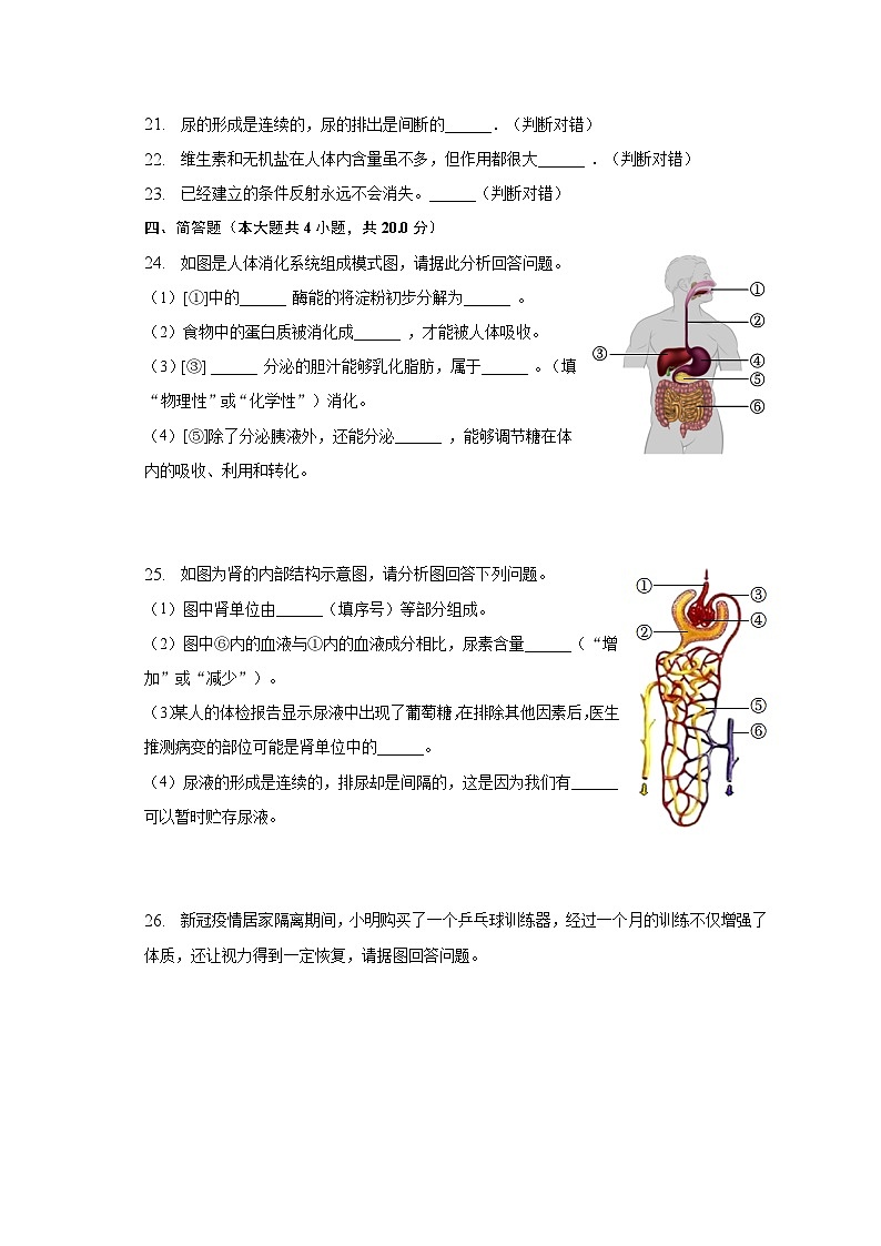 甘肃省张掖市高台县城关中学等四校2022-2023学年七年级下学期期末生物试卷(含答案)第3页