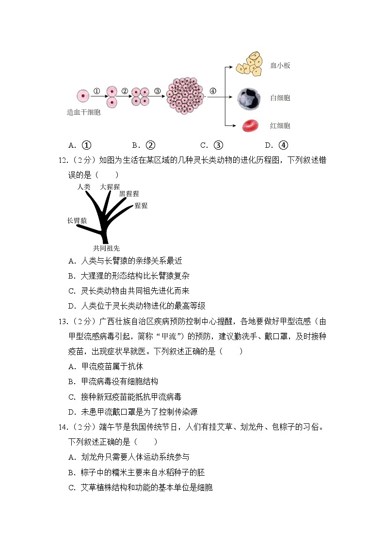 2023年广西中考生物试卷【附答案】第3页