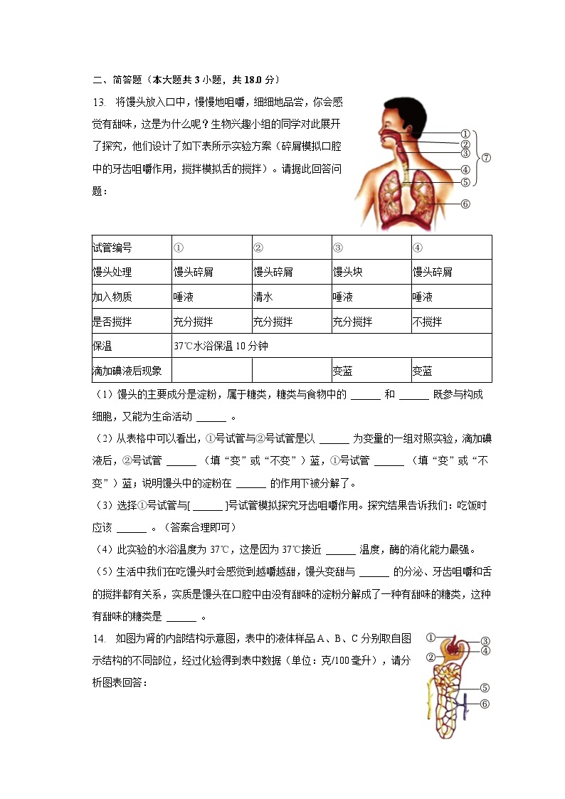 2022-2023学年辽宁省葫芦岛市连山区七年级（下）期末生物试卷（含解析）03