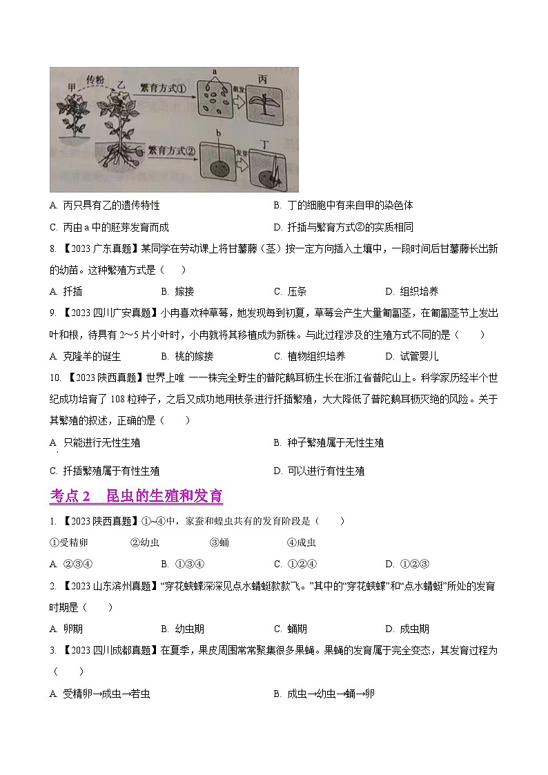专题15 生物的生殖和发育(全国通用) (原卷版)第2页