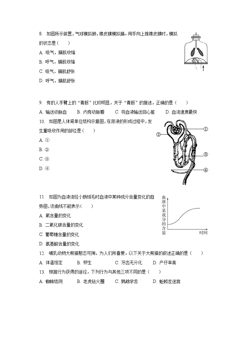 2023年吉林省四平市中考生物三模试卷(含解析)第3页
