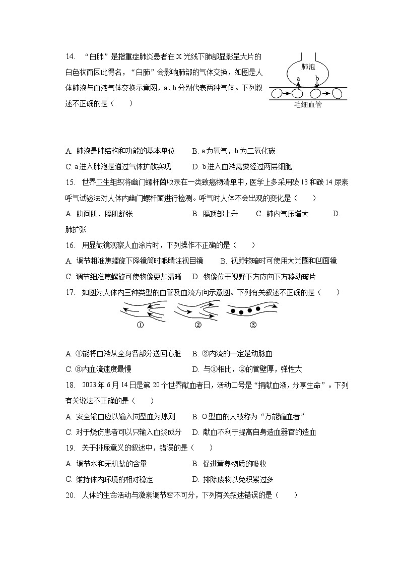 2022-2023學年貴州省六盤水市七年級（下）期末生物試卷（含解析）第3頁
