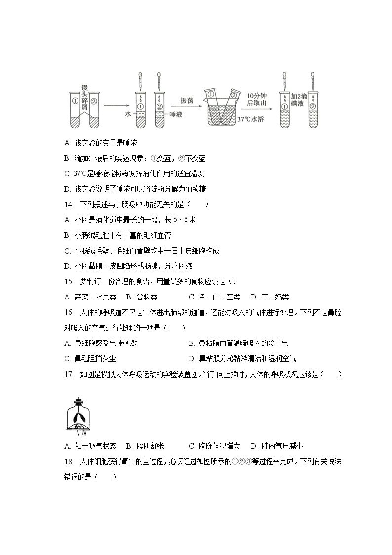 2022-2023学年重庆市大足区龙岗中学七年级（下）期中生物试卷（含解析）03